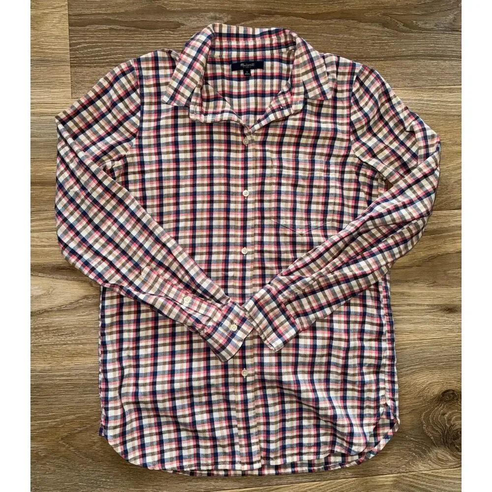 Madewell Flannel Slim Boyshirt in Palma Plaid - size Small - OA4